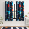 Kids Space Themed Blackout Curtains - 100% Blackout, Perfect for Bedroom and Nursery with Vibrant Cosmos Patterns, Noise Reduction, Thermal Insulated, 2 Panels (Space, W42×L63)