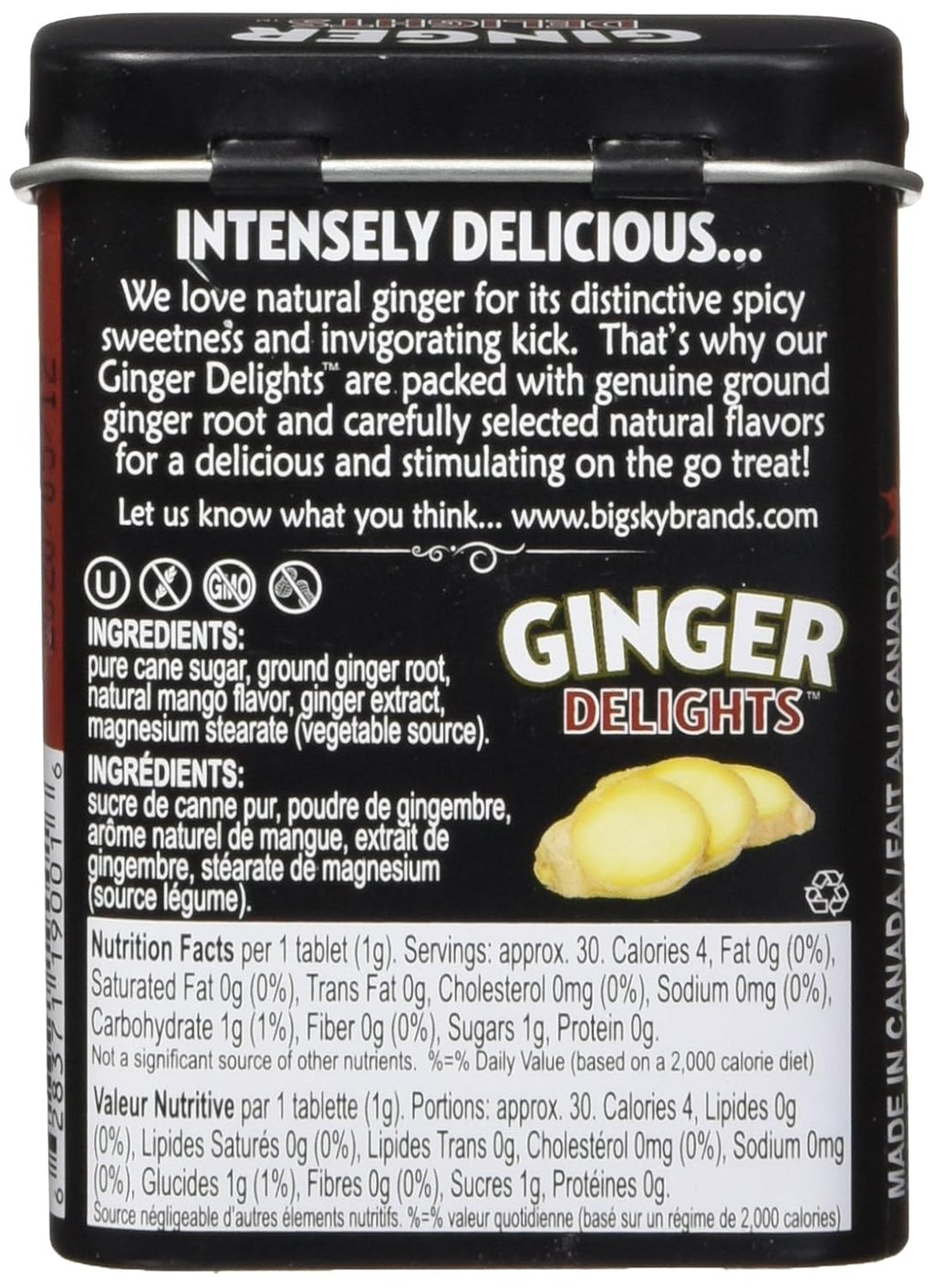 Ginger Delights Mango Ginger Candy, Spicy Sweet Pastilles, Fresh Breath, Long-Lasting, 12 Count x 1.07 Oz