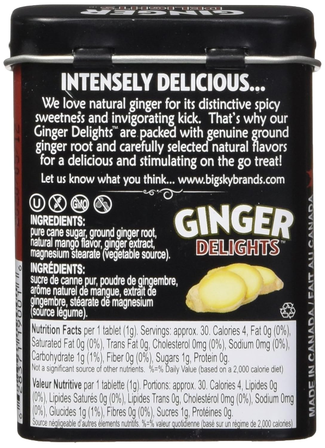 Ginger Delights Mango Ginger Candy, Spicy Sweet Pastilles, Fresh Breath, Long-Lasting, 12 Count x 1.07 Oz
