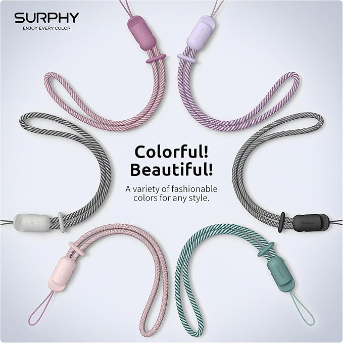 SURPHY 3 Pack Phone Wrist Strap with CellPhone Tether Tab, Cellphone Lanyard, Phone Strap with 2-Color Braided, Wrist Lanyard
