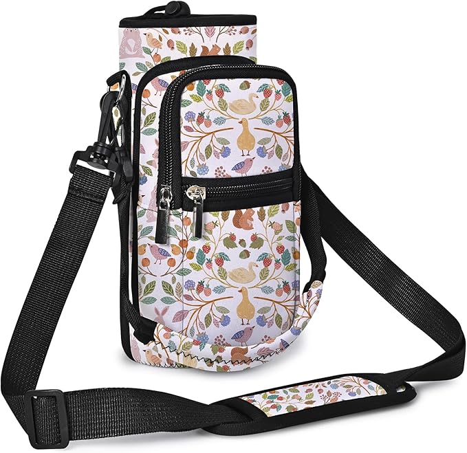 icolor Water Bottle Carrier Bag with Strap 25/32/40 oz Crossbody Bottle Holder with Phone Pocket Sling Sleeve Insulated Neoprene Water Bottle Pouch for Walking Travelling