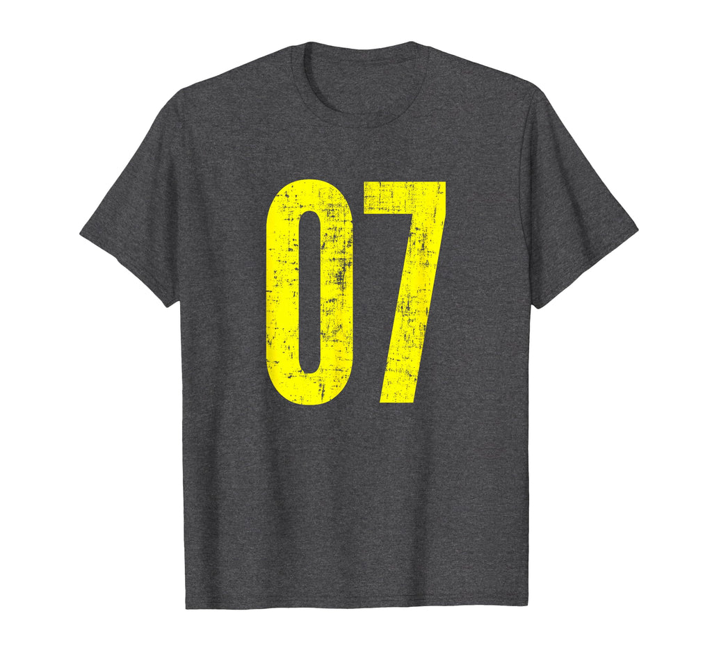 Number 07 Zero Seven Distressed T-Shirt - Custom Art Print for Adults