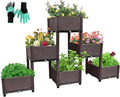 Emalie Raised Garden Beds Elevated Plastic Planter Box with Drainage Plugs Perfect for Vegetables Flowers Herbs Growing Outdoor, 73.0" Lx15.7 Wx40.9 H Brown