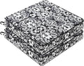 Favoyard Outdoor Chair Cushion 24 x 24 x 4 In Waterproof Pattern Fade Resistant Cushions for Patio Furniture with Removable Cover Attach Straps 28D Foam Insert Cushions Pads for Seat Sofa Couch 2 Pack
