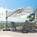 PURPLE LEAF 11 Feet Patio Umbrella Outdoor Cantilever Round Umbrella Aluminum Offset Umbrella with 360-degree Rotation for Garden Deck Pool Patio White