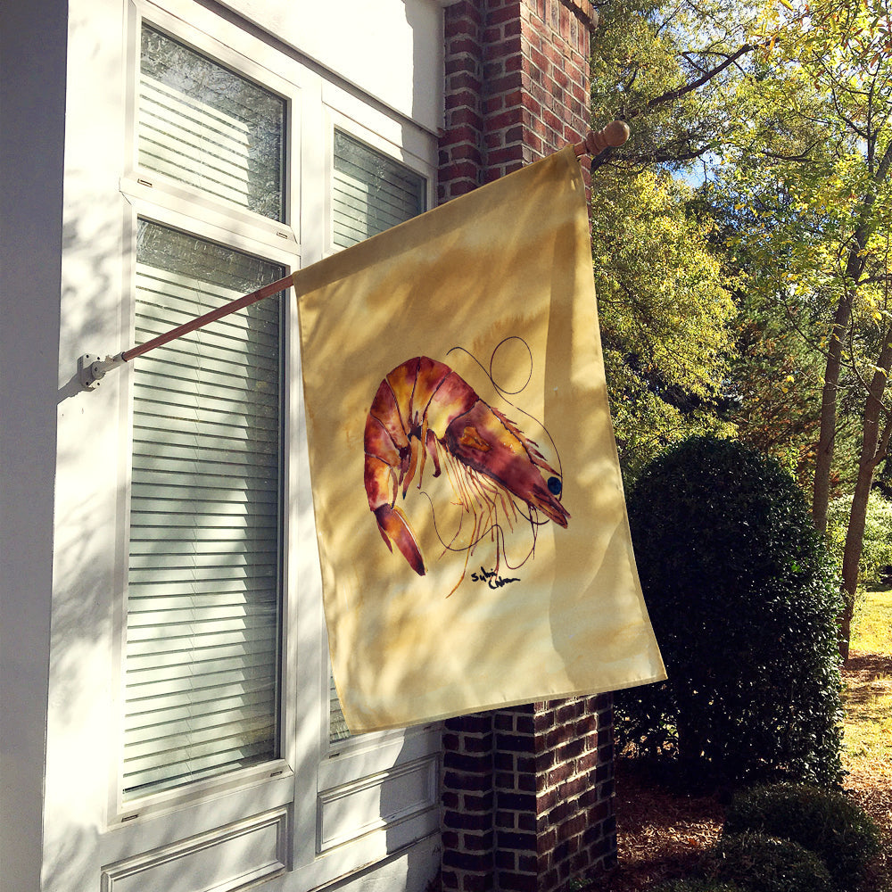 Shrimp Sandy Beach House Flag 28x40 Porch Sleeve Pole Decorative Outside Yard Banner Artwork Wall Hanging, Polyester