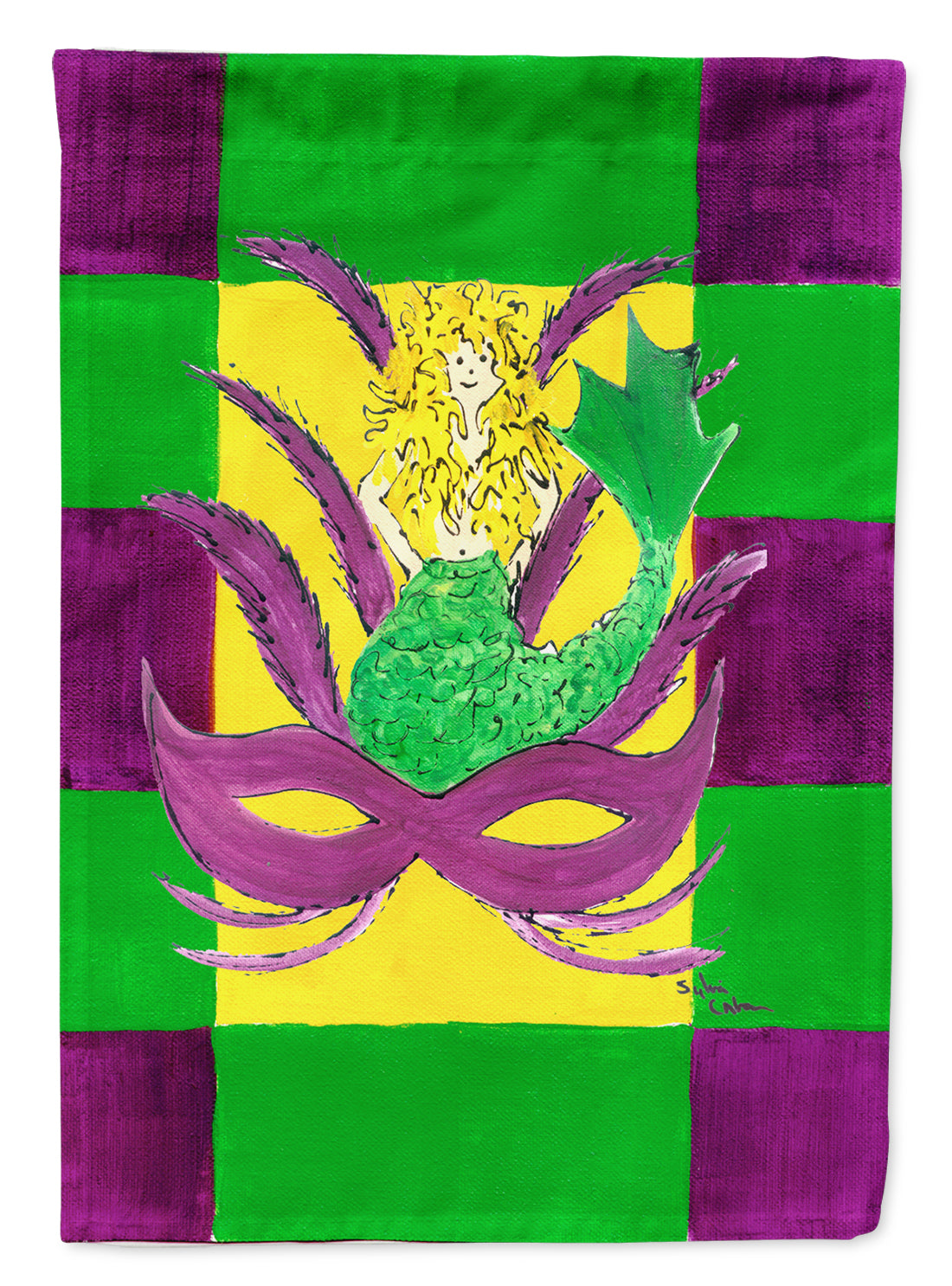 Mardi Gras Blonde Mermad with Mask Garden Flag Mailbox Decorative Yard Banner Outside Patio Artwork for Flower Beds, Garden Size, Multicolor