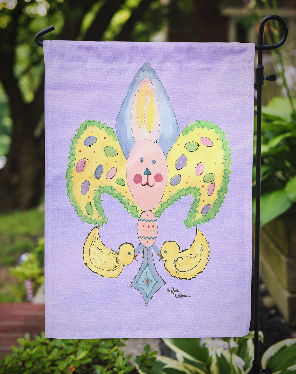 Easter Bunny Fleur de lis Garden Flag Mailbox Decorative Yard Banner Outside Patio Artwork for Flower Beds, Garden Size, Multicolor