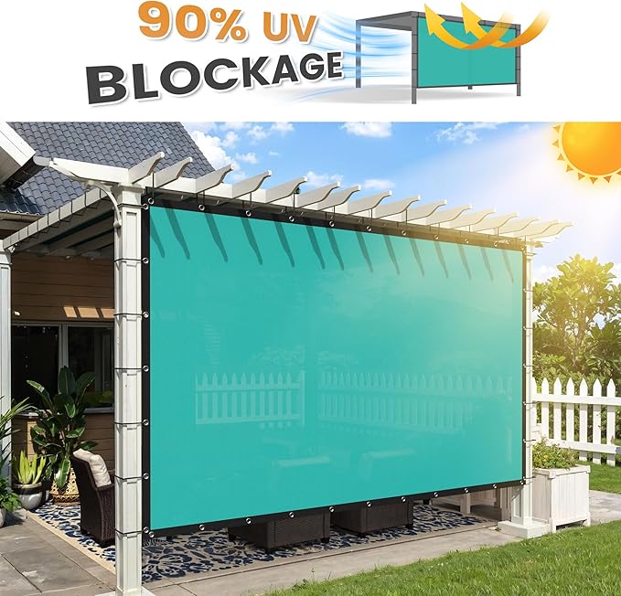 VICLLAX Shade Fabric Sun Shade Cloth with Every 2 FT Grommets for Patio Garden Pergola Cover Canopy 8x13 FT, Turquoise