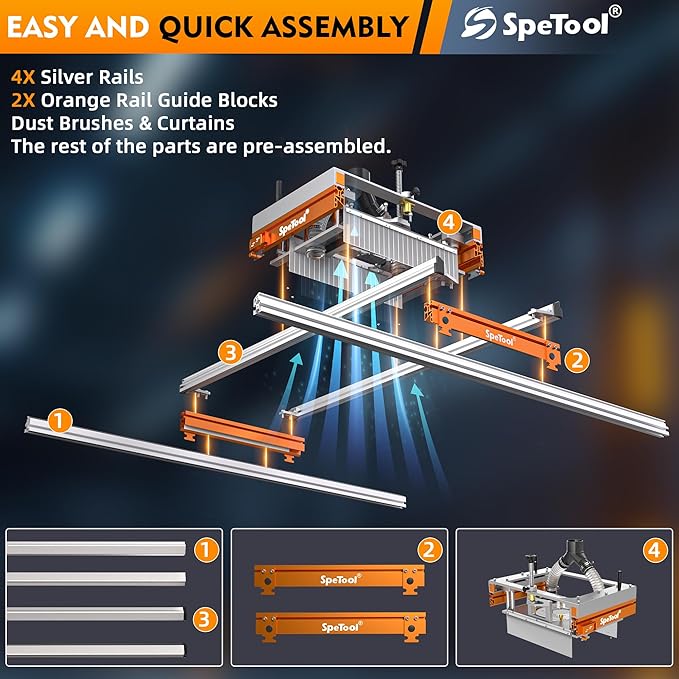 SpeTool Xpert Router Sled for Flattening Slabs with Continuous Height Adjustment & Dust Collection, Easy-to-install 3-Axis Aluminum Slab Flattening Jig, Spoilboard Slab Flattening Mill for Woodworking