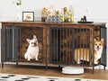 EasyCom 63" Dog Cage Furniture for 2 Pets with Divider, XL Wooden Double Dog Crate Furniture TV Stand for Mideum Breed, Durable and Sturdy