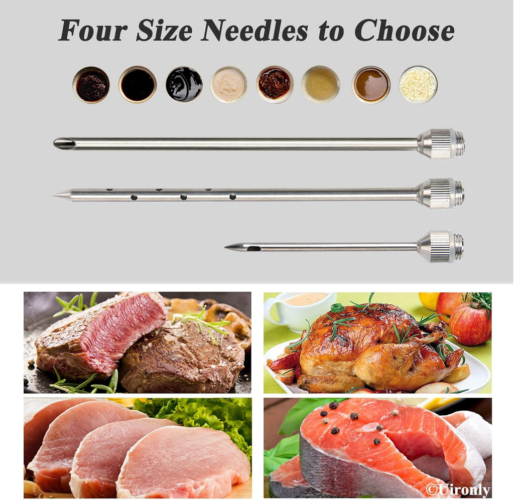Meat Injector,Turkey Seasoning Injection Kit with 3 Professional Marinade Injector Needles for Grill Smoker BBQ Brisket; Include User Manual, E-Book - Storage Case