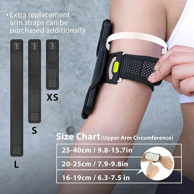 BONE Run Tie 2, Running Phone Holder, Skin-Friendly Silicone Sport Armband with Dual Layer Design for Heat-Dissipation, Workout Phone Carrier for Most Smartphone (L Arm Size/9.8-15.7 inches)