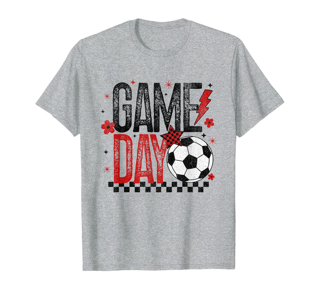 Game Day Soccer Season Checkered Black T-Shirt - Trendy Graphic Men Women
