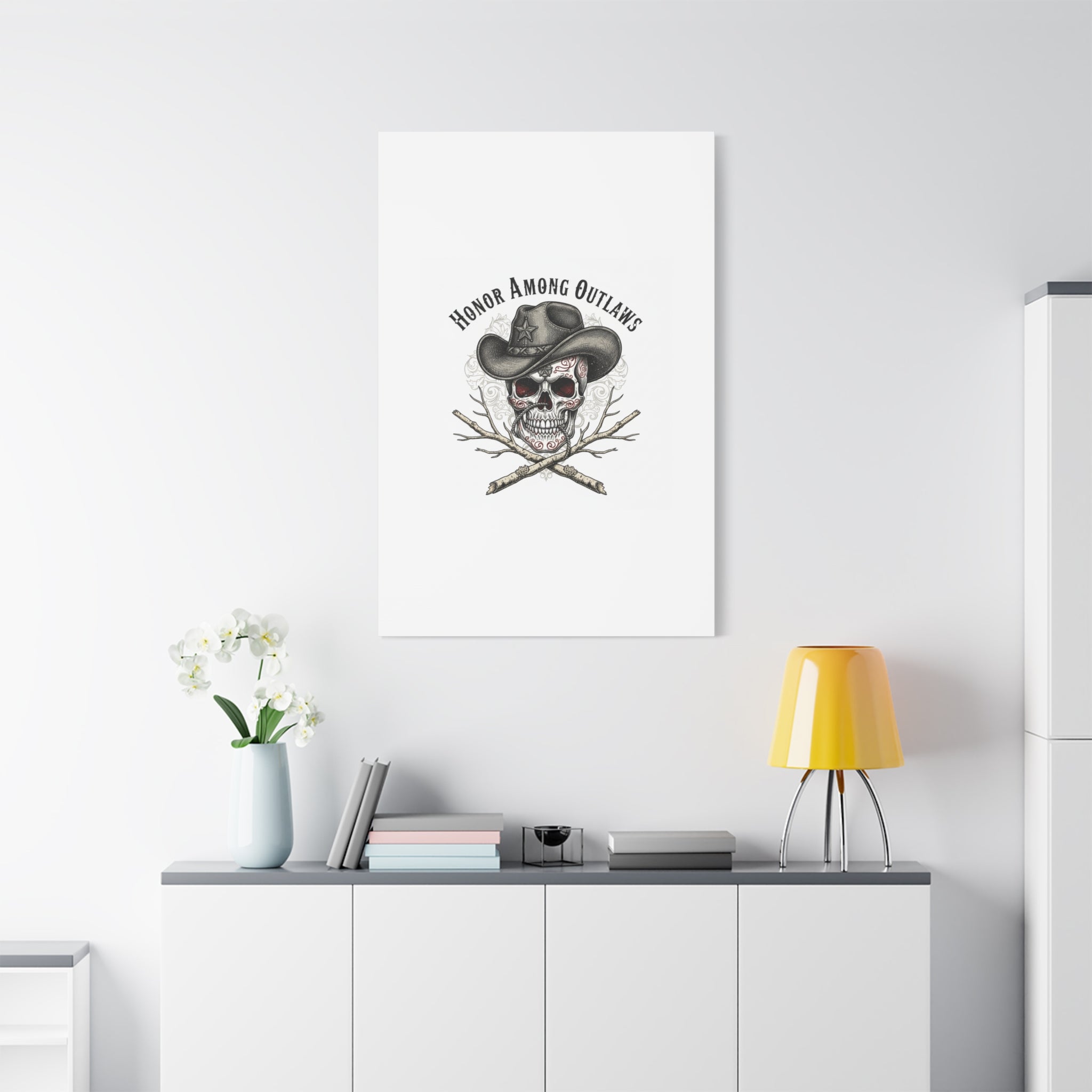 Honor Among Outlaws Canvas | Western Skull Art, Gothic Americana Desert Noir