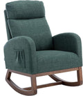 Dolonm Nursery Rocking Chair for Living Room, Upholstered Mid-Century Modern Nursery Rocking Armchair Tall Back Accent Glider Rocker, Emerald