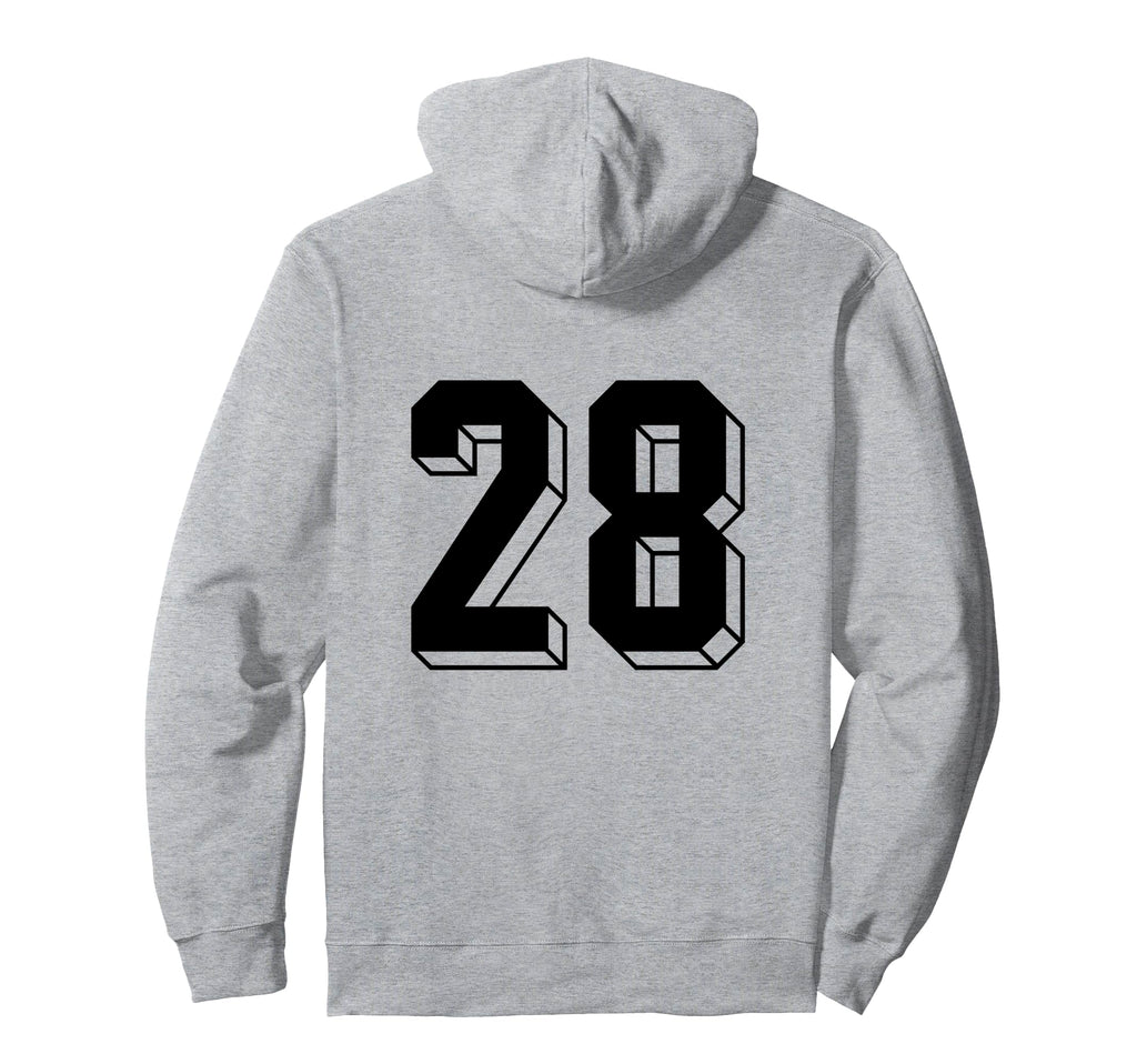 Number 28 Backside 80S 90S Team Hoodie - Casual Everyday Wear Men Women
