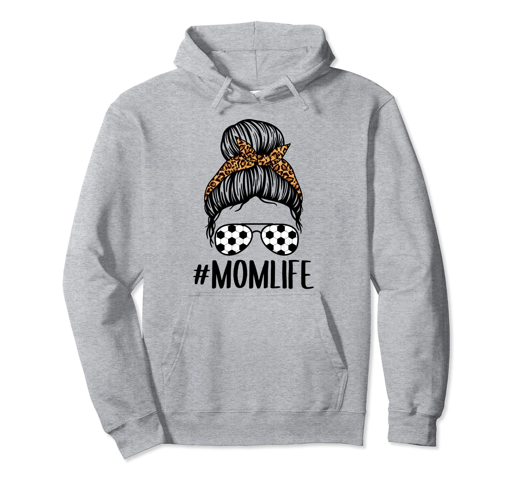 Momlife Messy Bun Leopard Soccer Mom Hoodie - Aesthetic Graphic for Adults