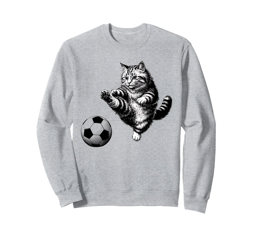 Funny Soccer Cat Football Kitten Cat Sweatshirt - Aesthetic Graphic Unisex