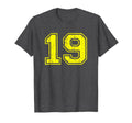 Number 19 Varsity Distressed Sport Team T-Shirt - Custom Art Print Unisex