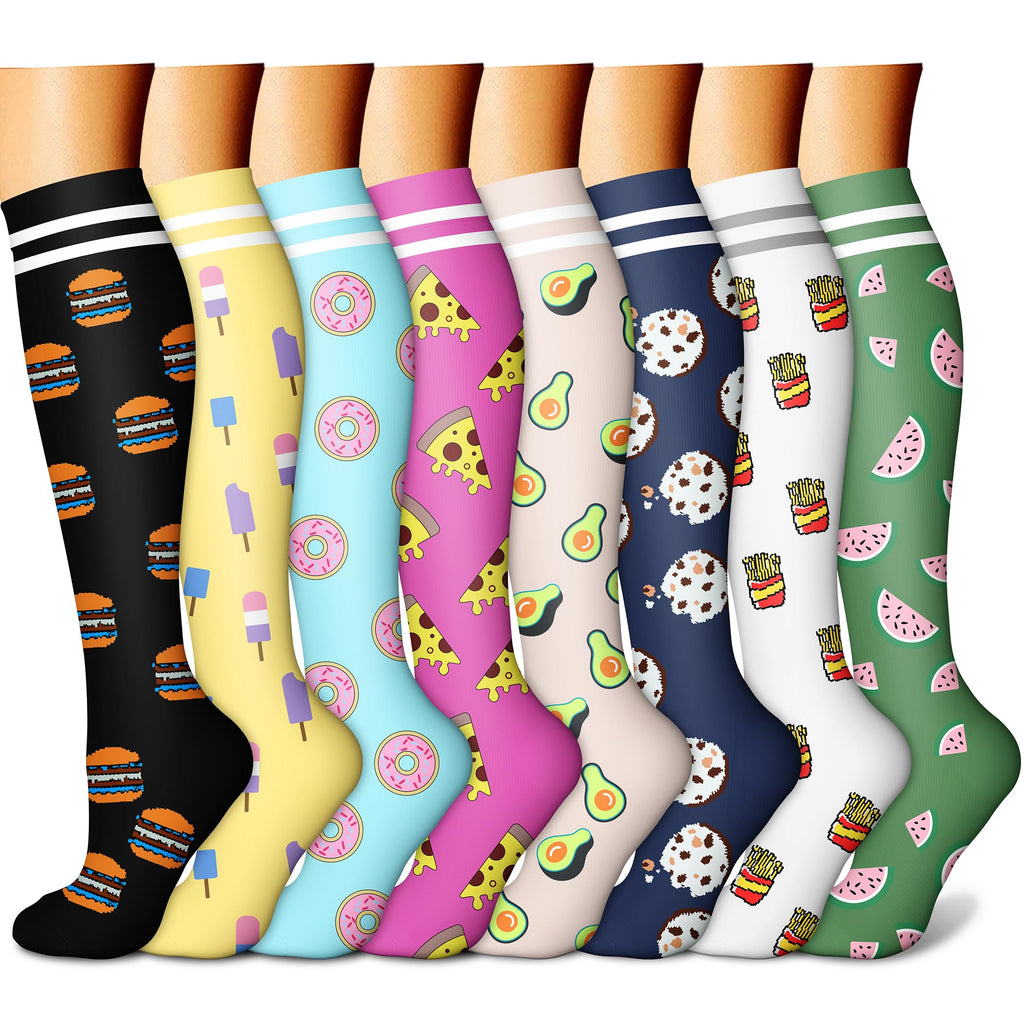CHARMKING Compression Socks for Women & Men Circulation (8 Pairs) 15-20 mmHg is Best Support for Athletic Running,Cycling