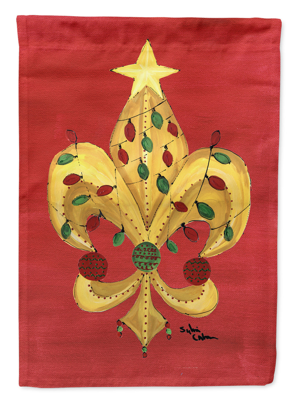 Christmas Tree Fleur de lis with lights Garden Flag Mailbox Decorative Yard Banner Outside Patio Artwork for Flower Beds, Garden Size, Multicolor