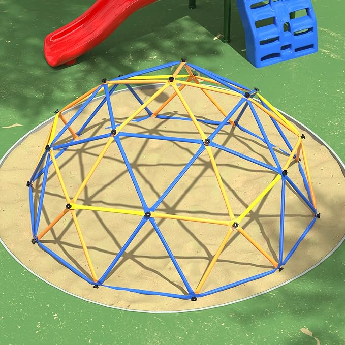 JAXPETY 10 FT Climbing Dome, Toddler Outdoor Climbing Toys, Kids Jungle Gym for Backyard, Playground Doorway Geometric Dome for Kids 8-12 Climber, Metal Outside Climbing Gym, Capacity 500 Lbs