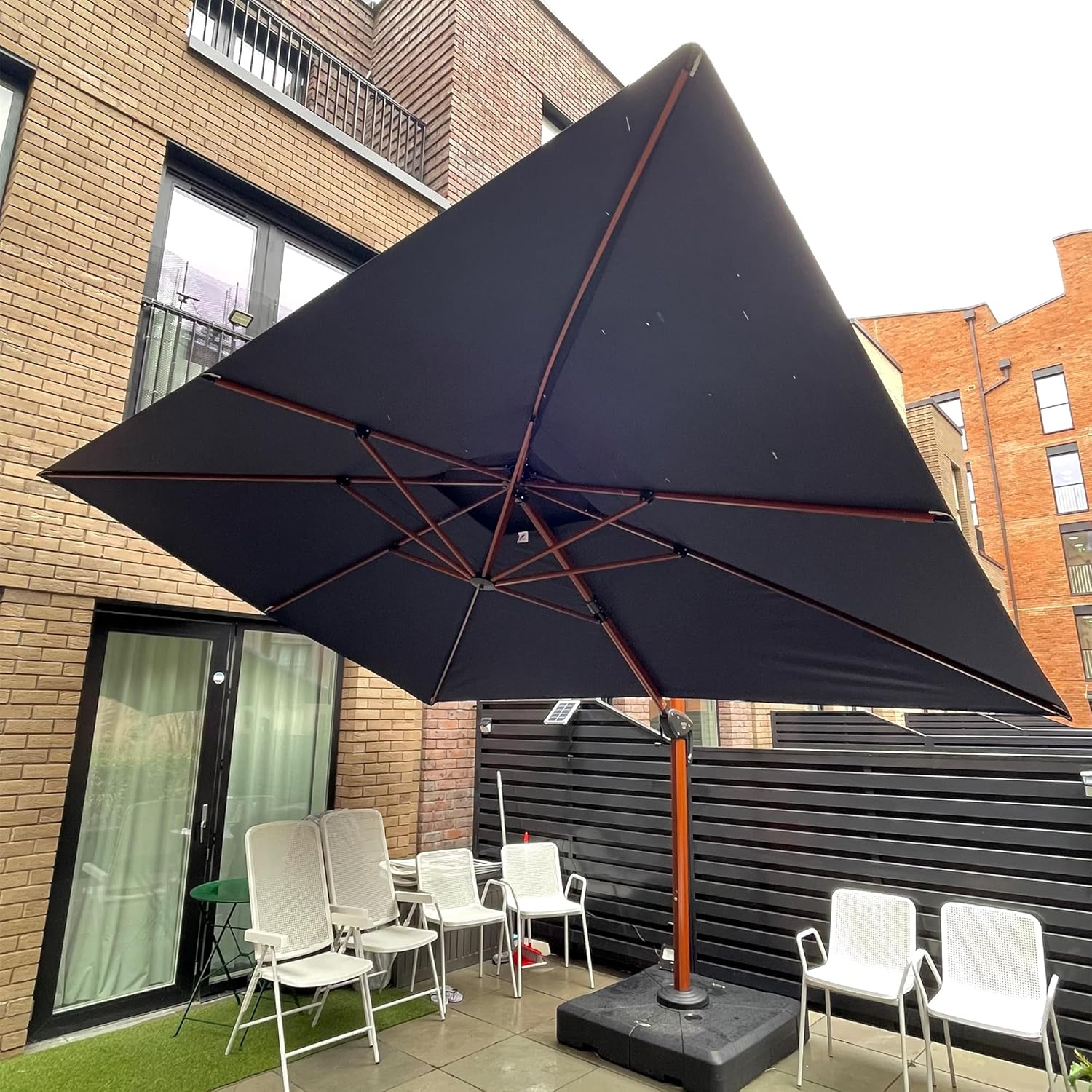 PURPLE LEAF Umbrella 9' X 12' Double Top Deluxe Rectangle Patio Umbrellas Offset Hanging Umbrellas Cantilever Umbrella, Spectrum Indigo