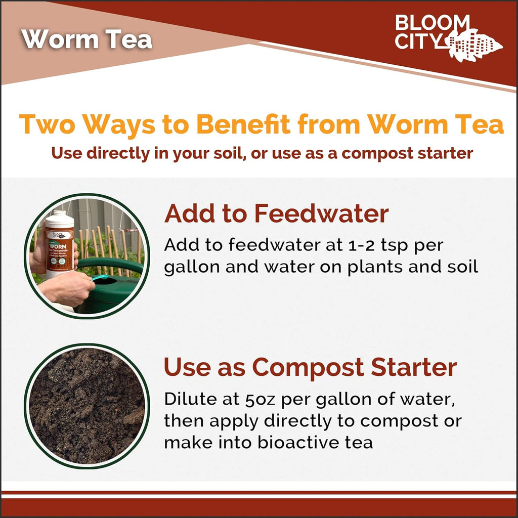 Bloom City Organic Worm Tea Concentrate and Compost and Bokashi Booster, 1/2 Pint (8 oz)