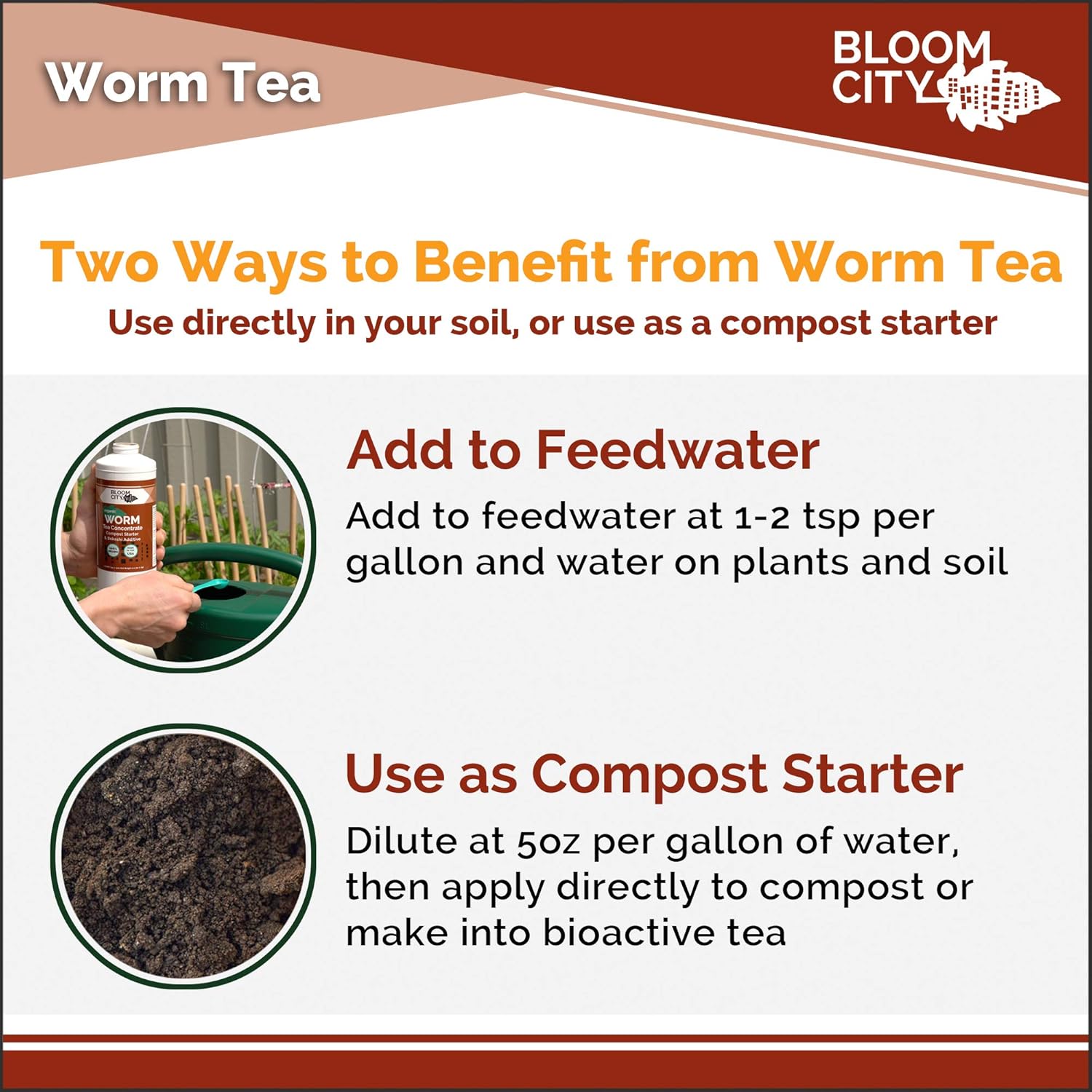 Bloom City Organic Worm Tea Concentrate and Compost and Bokashi Booster, 1/2 Pint (8 oz)
