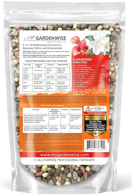 Elite 8-10-10 Professional Fertilizer for Banana, Flowering, and Fruit Trees, Ornamentals - Boosts Flowering & Fruiting - for Indoor & Outdoor Plants (1/2 Quart)
