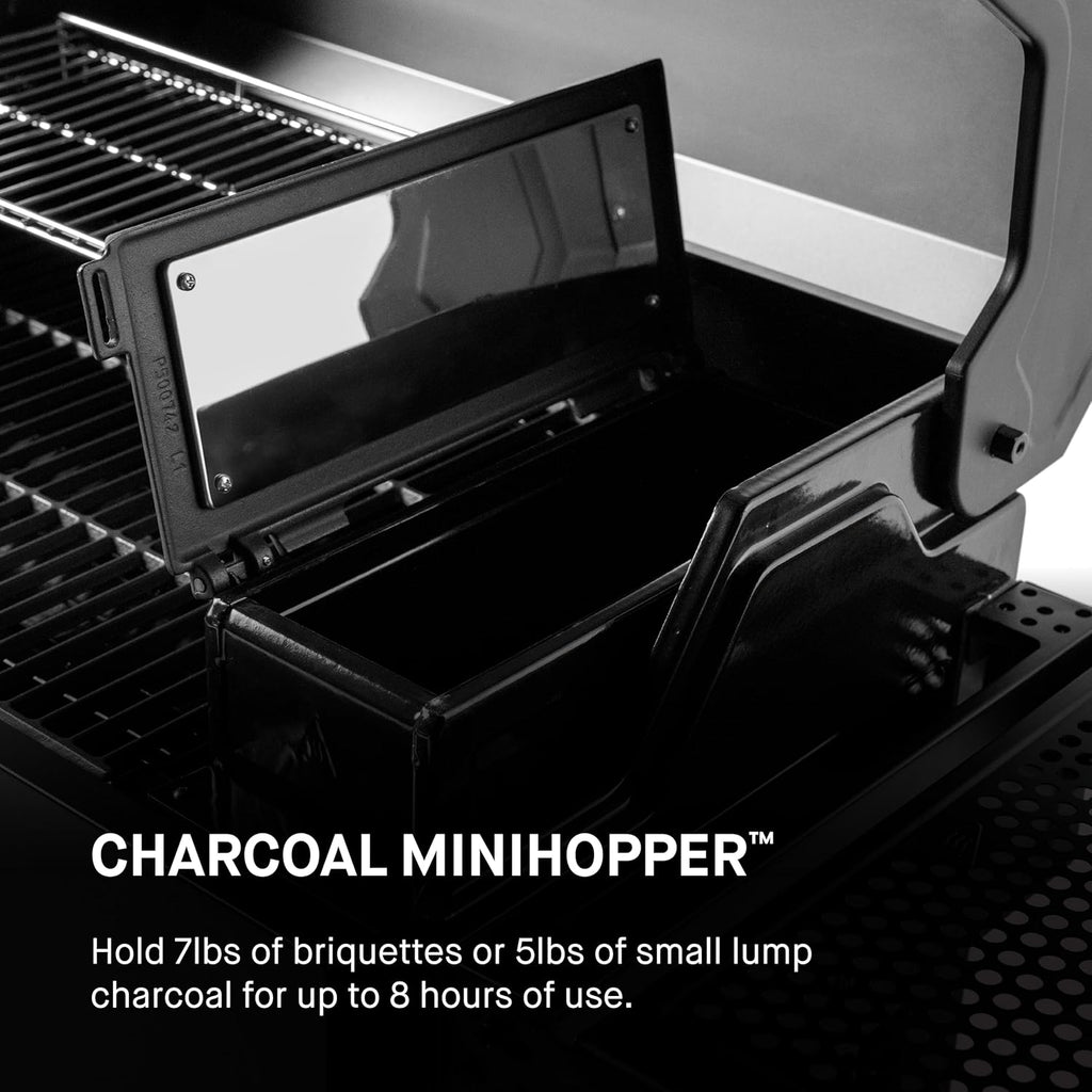 Masterbuilt AutoIgnite 545 Digital Charcoal Grill and Smoker Combo for Easy Grilling, Digital Control, App, Sear Plate, Mini Hopper and 545 BBQ Cooking Square In. in Black