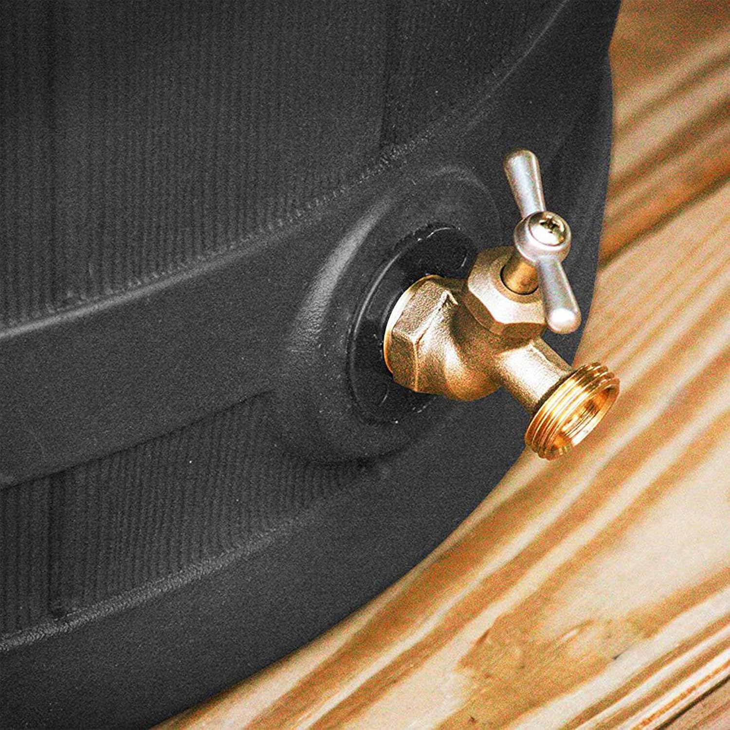 Good Ideas Rain Wizard 50 Gallon Plastic Outdoor Home Rain Barrel Water Storage Collector with Brass Spigot and Flat Back Design, Black (3 Pack)