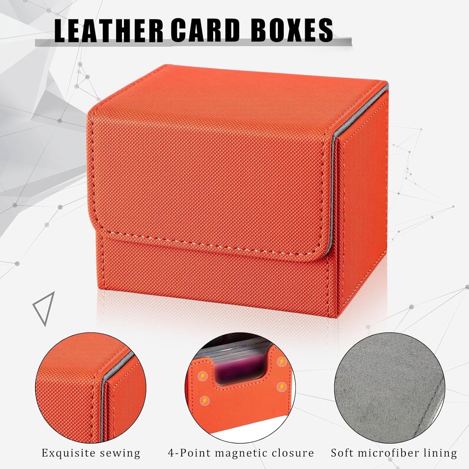Yookeer 6 Pack Leather Deck Cases 100+ Card Deck Game Box Magnetic Playing Card Storage Box for 100 Plus Cards Compatible with Tcg(Pink,Red,Orange,Black,Blue,Green,Horizontal)