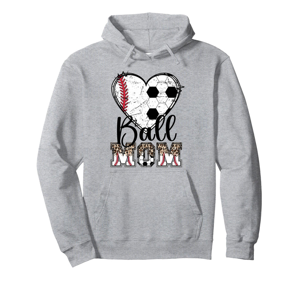 Ball Mom Heart Soccer Baseball Mom Hoodie - Streetwear Style for Adults