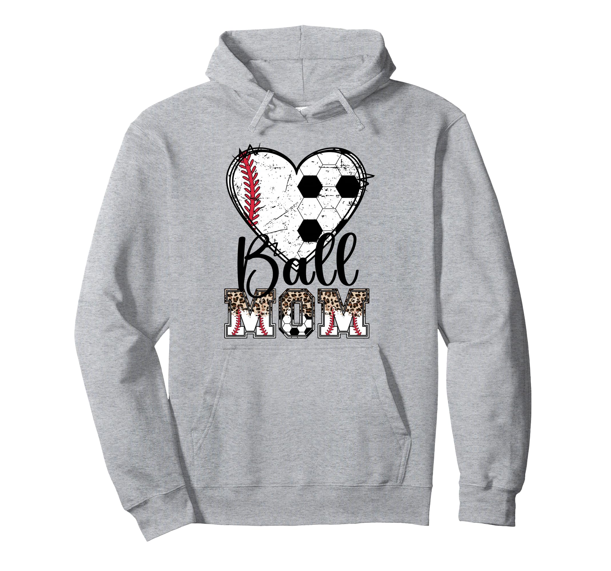 Ball Mom Heart Soccer Baseball Mom Hoodie - Streetwear Style for Adults