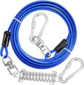 Jenico Dog Tie Out Cable, 10-150FT Runner Cable with Swivel Hook and Shock Spring, Yard and Camping Dog Leash Tether for Small to Medium Pets Up to 500 LBS