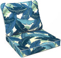LVTXIII Outdoor Deep Seat Cushion 22"x22"x4" Patio Seat and Back Cushion Set Seasonal Chair Cushion for Dining Arm Chairs, Wicker Chairs and Garden Furniture Decoration, Swaying Palms Blue