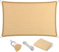 Eden's Decor Straight Flat-Edged Sun Shade Sail Rectangular 4' x 9' Beige UV-Blocking Outdoor Canopy Fabric Cloth Awning for Pergola Patio Garden Backyard Custom Size