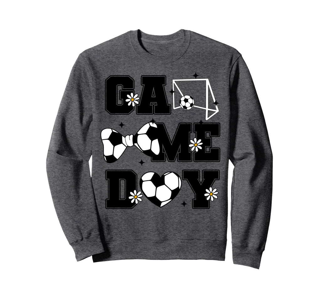 Soccer Game Day Bow And Heart Soccer Sweatshirt - Graphic Print Men Women