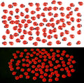 KIMOBER 100PCS Mini Luminous Ladybug Miniature Figurines,Glow in Dark Resin Animals Ladybug Figures for Fairy Garden Micro Landscape Decor Cake Topperr
