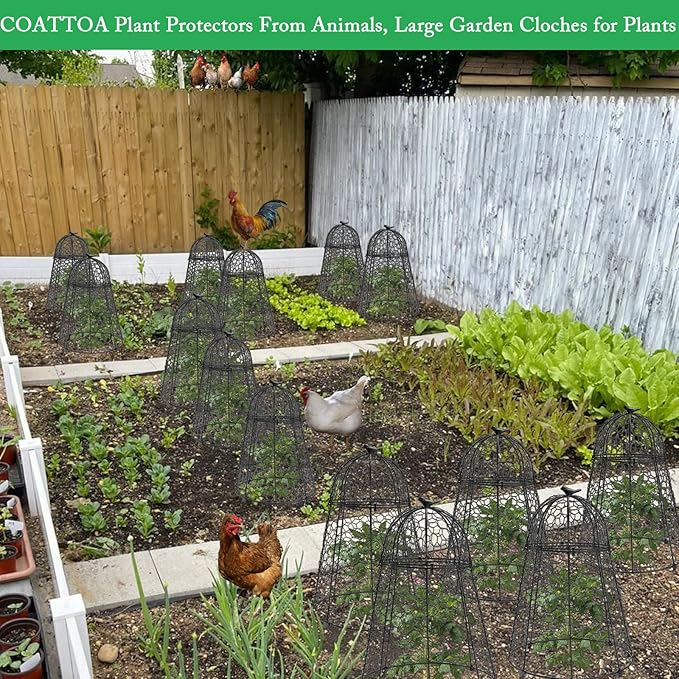 Plant Protector Chicken Wire Cloche, Plant Protectors from Animals, 18.7×12 Inch Large Garden Cloches for Plants, Sturdy 2-in-1 Cloche Dome for Plants, Plant Protectors for Easy Pruning