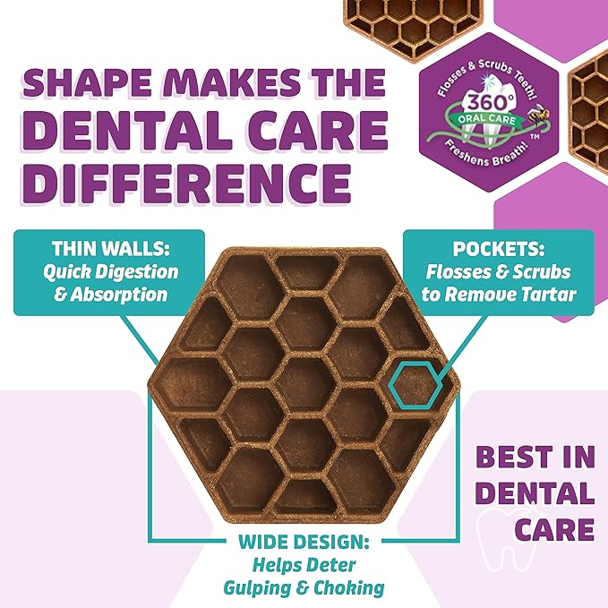 Dog Dental Treats – Vet VOHC Approved – Delicious Chicken Protein – Removes Tartar with Cleaning Comb Shape – Dental Dog Treats for Large Dogs (36oz, 27 Count)