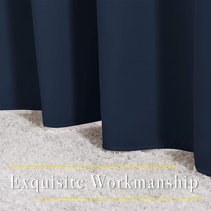 NICETOWN Navy Curtains 96 inches Long, Grommet Thermal Insulated Blackout Curtains Privacy Window Treatments for Boys Room/Living Room, W46 x L96, 2 Panels