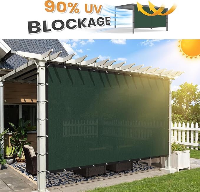 VICLLAX Shade Fabric Sun Shade Cloth with Every 2 FT Grommets for Patio Garden Pergola Cover Canopy 4x14 FT, Dark Green