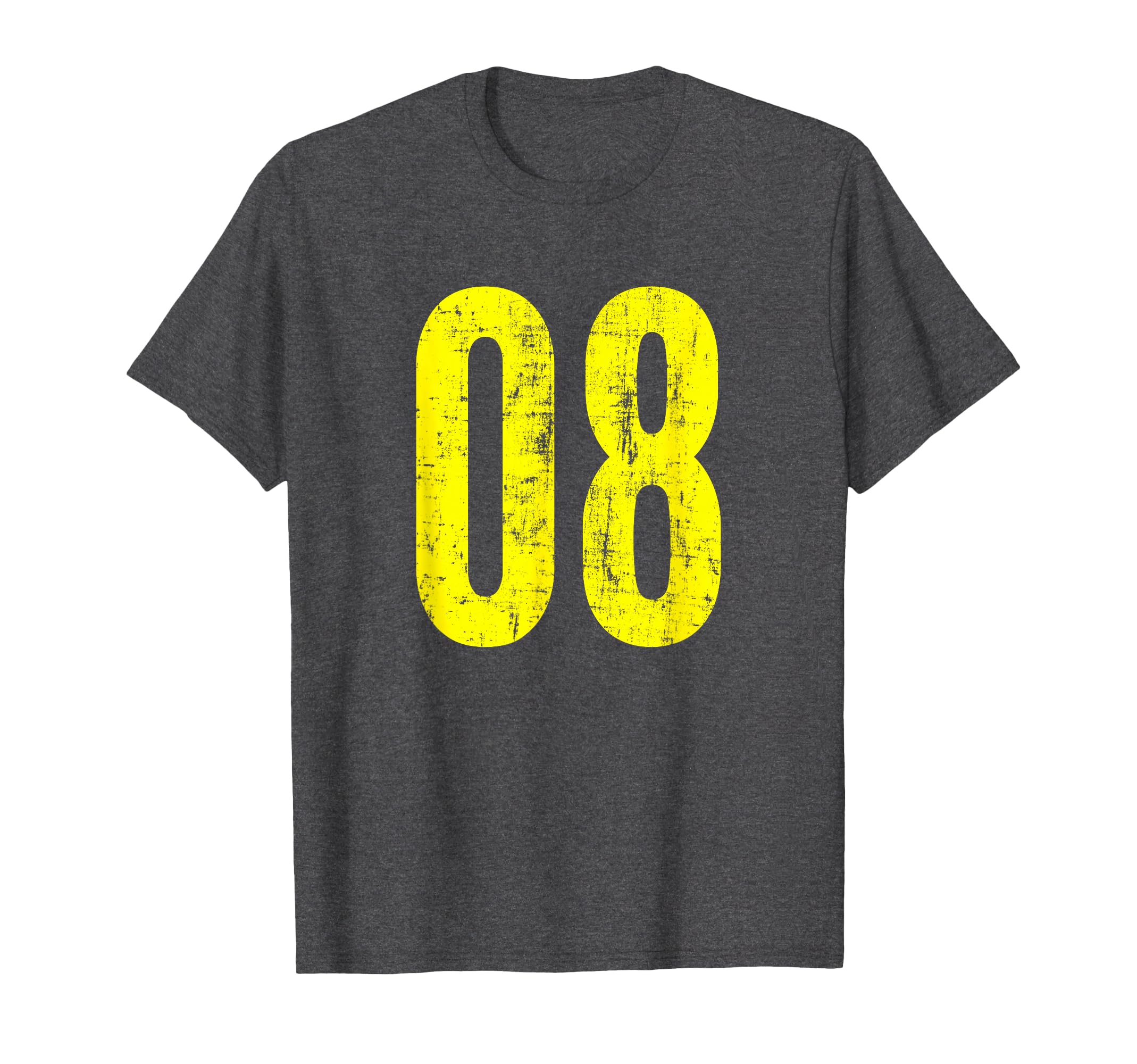 Number 08 Zero Eight Distressed Sport T-Shirt - Novelty Apparel Unisex