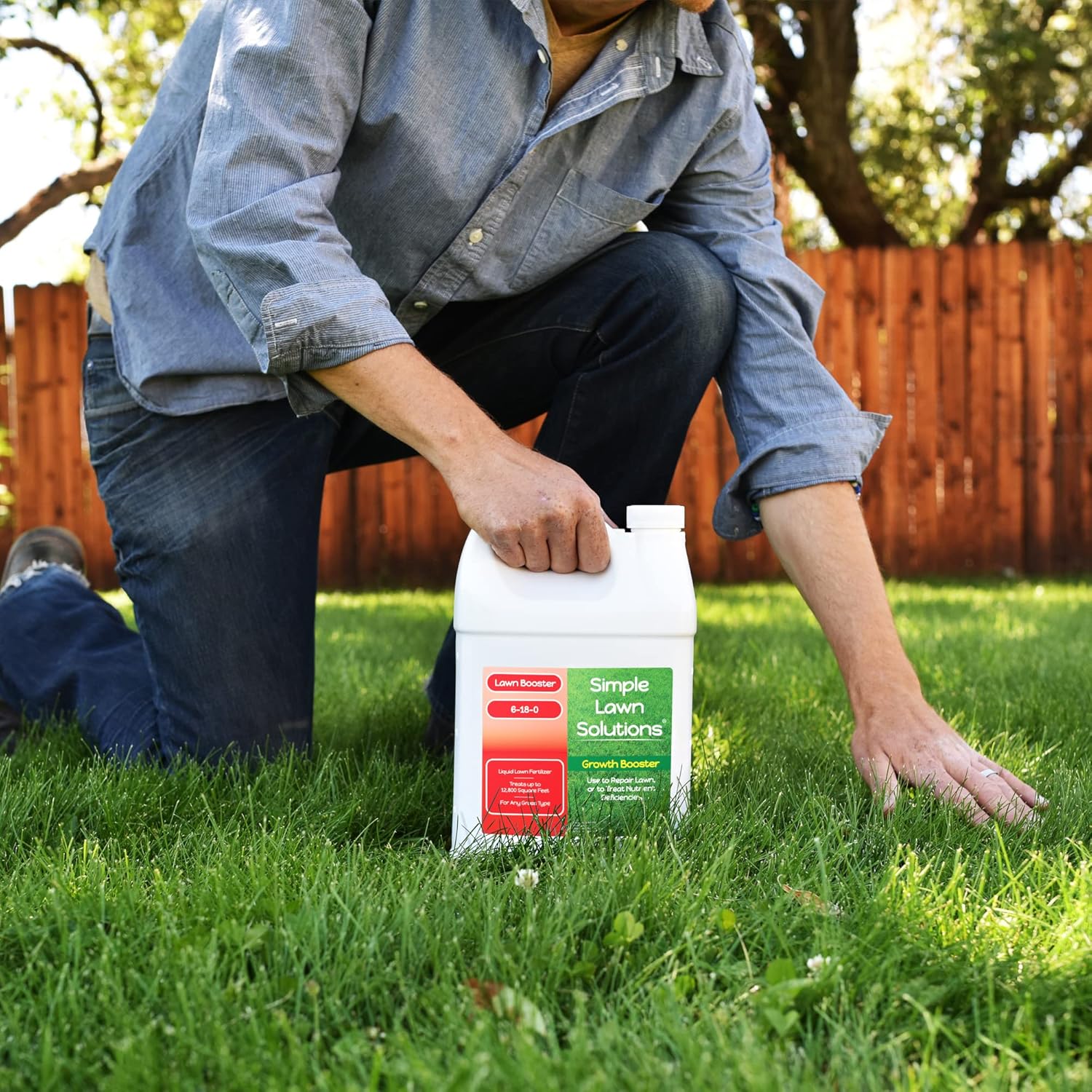 Extreme Grass Growth Lawn Booster- Liquid Spray Concentrated Starter Fertilizer with Humic - Any Grass Type- Simple Lawn Solutions (1 Gallon)