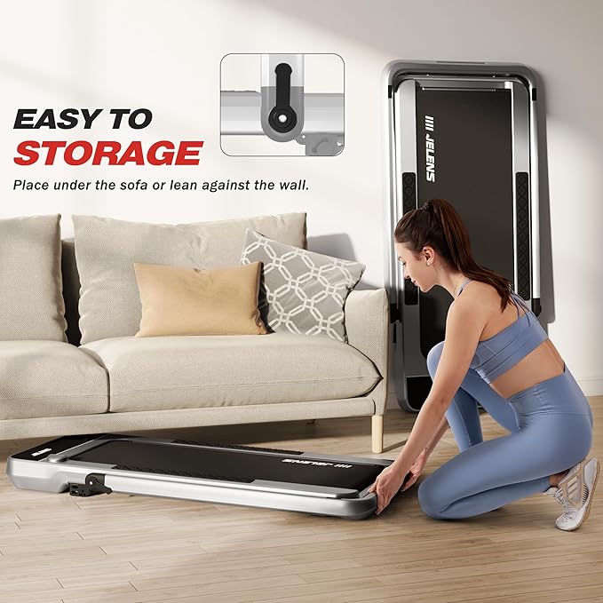 Treadmill for Home Office with Incline, 2-in-1 Portable Walking Pad with 330LBS Weight Capacity, 2.5HP Folding Treadmills with Gesture Sensing Control and Led Display