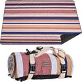 Waterproof Picnic Blanket 80" x 60" in Portable with Carry Strap for Beach Mat or Family Outdoor Camping Party, Park Blanket for Grass Park, Hiking, Travel, Concerts (Brown&Orange, 80" x 60")