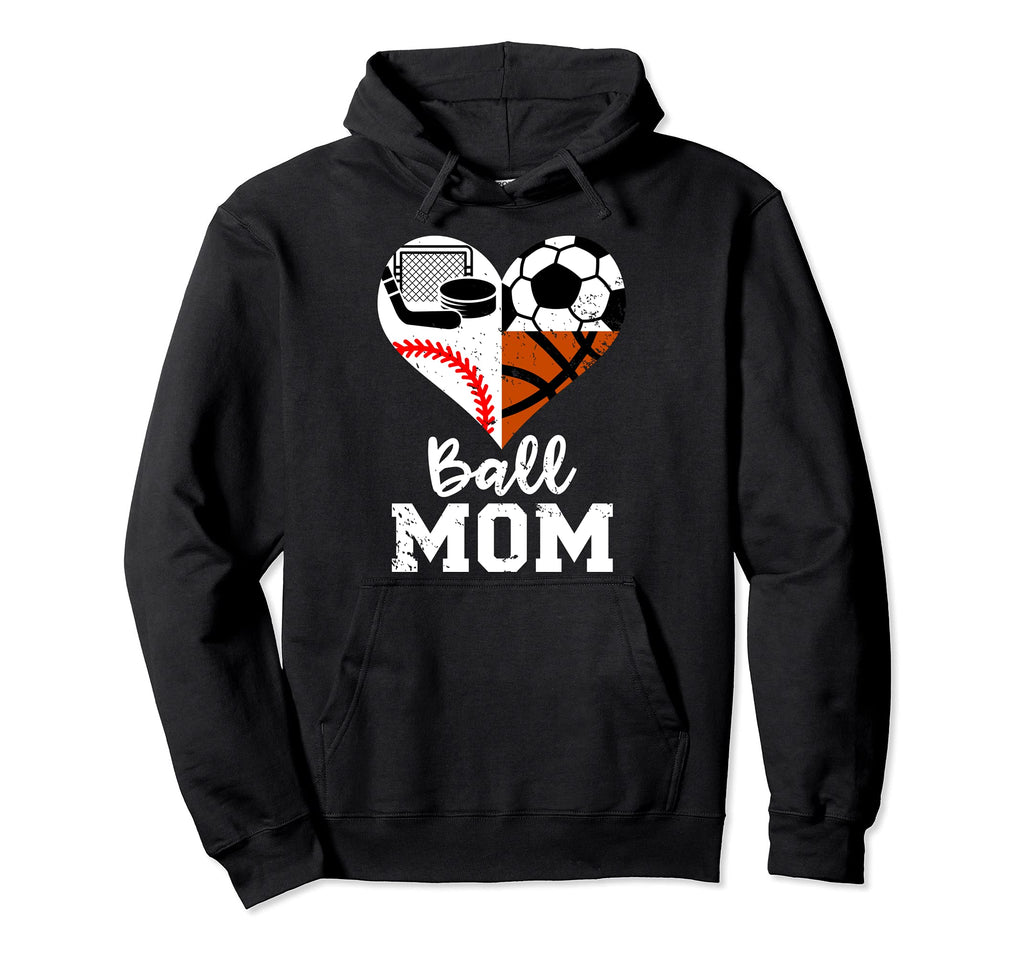 Ball Mom Funny Soccer Baseball Hoodie - Trendy Graphic for Adults